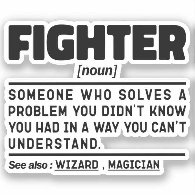 Fighter Noun Definition Fighting Instructor Sports Sticker (Front)