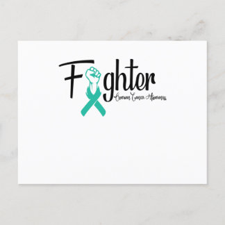 Fighter Ovarian Cancer Awareness Teal Ribbon Invitation Postcard