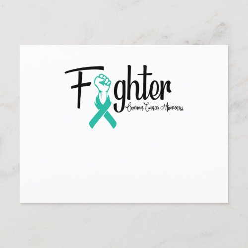 Fighter Ovarian Cancer Awareness Teal Ribbon Invitation Postcard