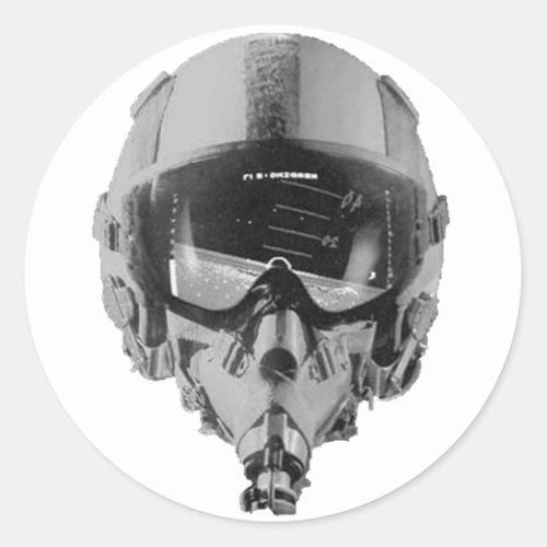 Fighter Pilot Helmet and Altimeter Classic Round Sticker
