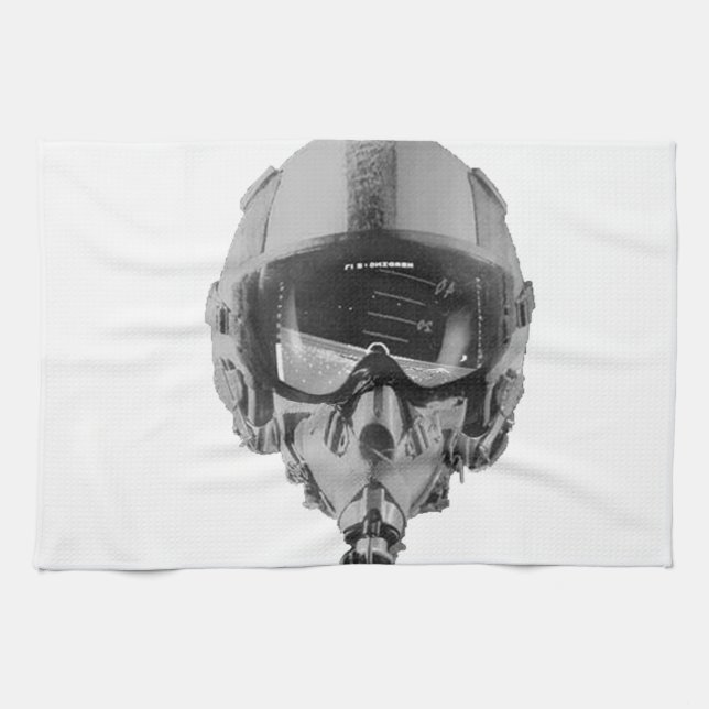 Fighter Pilot Helmet and Altimeter Kitchen Towel (Horizontal)