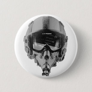 Fighter Pilot Helmet and Altimeter Pinback Button