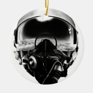 Fighter Pilot Helmet Ceramic Ornament