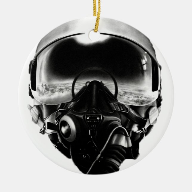 Fighter Pilot Helmet Ceramic Ornament (Front)