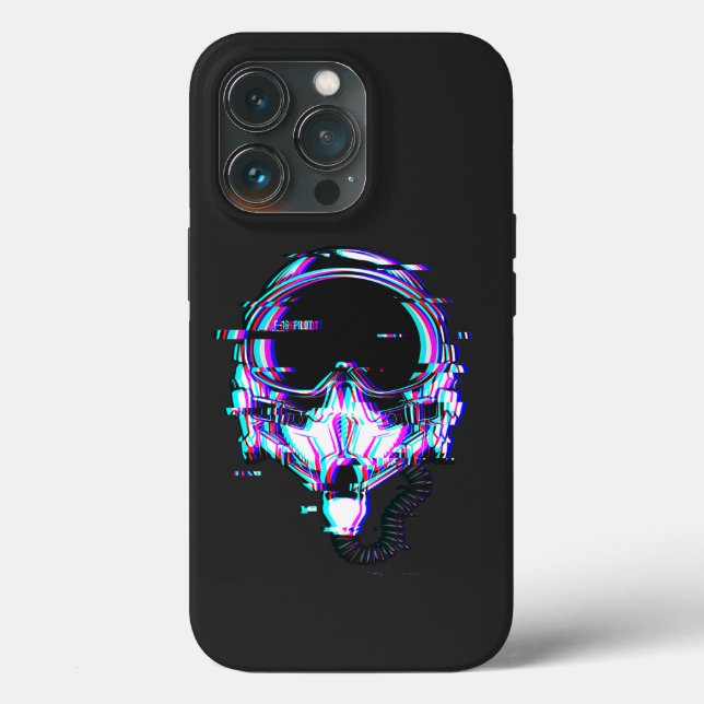 Fighter Pilot Helmet glitch effect maximum speed   Case-Mate iPhone Case (Back)
