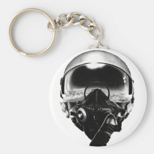 Solid Pewter Top Gun Fighter Pilot Helmet KEY RING 