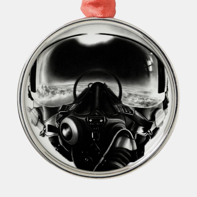 Fighter Pilot Helmet Metal Ornament (Front)