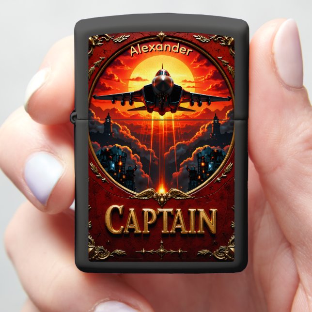 Fighter Pilot's Dark City Patrol Gift Zippo Lighter (In Hand)