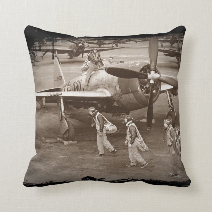 Fighter Pilots Training on P 47 Thunderbolts Pillow