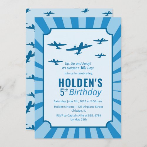 Fighter Planes Kids Airplane Birthday Party Invitation