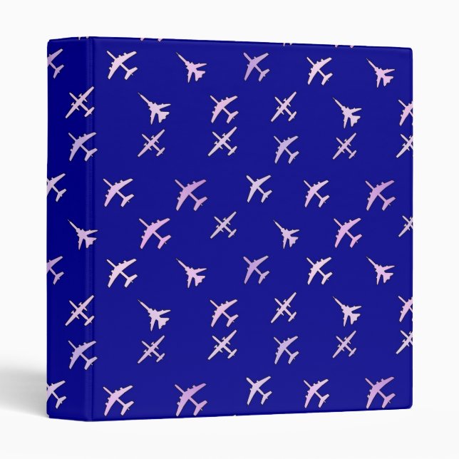Fighter planes, on navy blue 3 ring binder (Front/Spine)