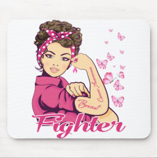 Fighter Rosie Riveter Breast Cancer Awareness Mouse Pad
