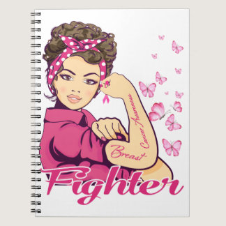 Fighter Rosie Riveter Breast Cancer Awareness Notebook