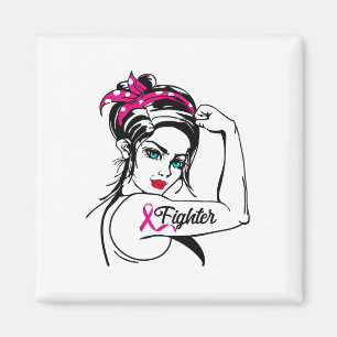 Fighter Rosie The Riveter Breast Cancer Awareness Magnet