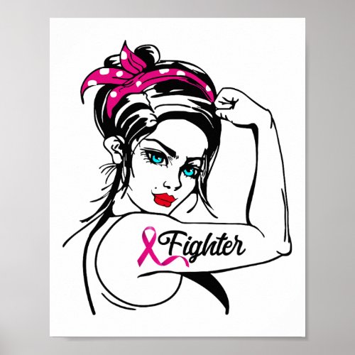 Fighter Rosie The Riveter Breast Cancer Awareness  Poster