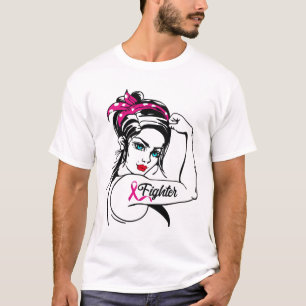 Fighter Rosie The Riveter Breast Cancer Awareness  T-Shirt
