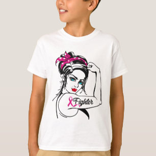 Fighter Rosie The Riveter Breast Cancer Awareness T-Shirt