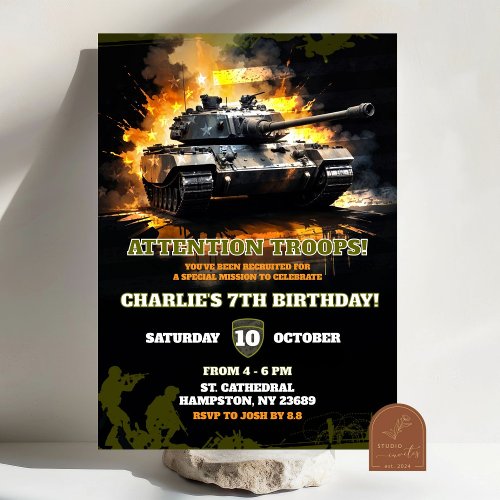 Fighter Soldier Tank Camoflauge Birthday Boy