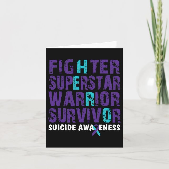 Fighter Survivor Suicide Awareness Mental Health  Card (Front)