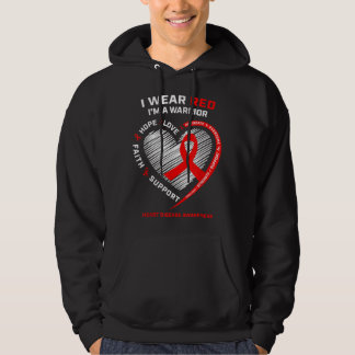 Fighter Warrior Gifts I Wear Red Heart Disease Awa Hoodie
