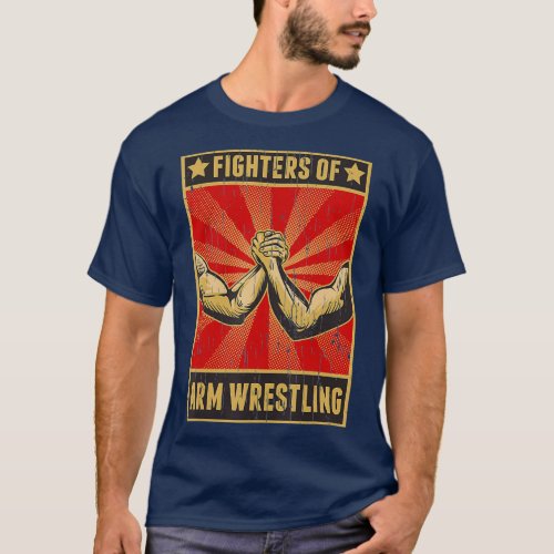 Fighters Of Arm Wrestling Old School Distressed T_Shirt