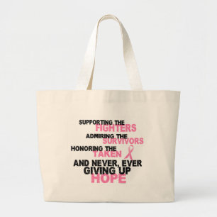Fighters Survivors Taken 3 Breast Cancer Large Tote Bag
