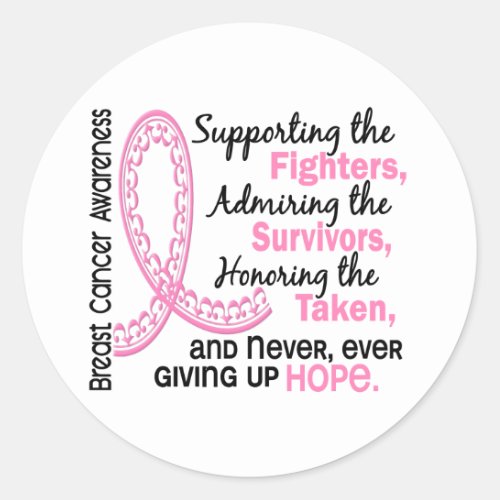 Fighters Survivors Taken 4 Breast Cancer Classic Round Sticker