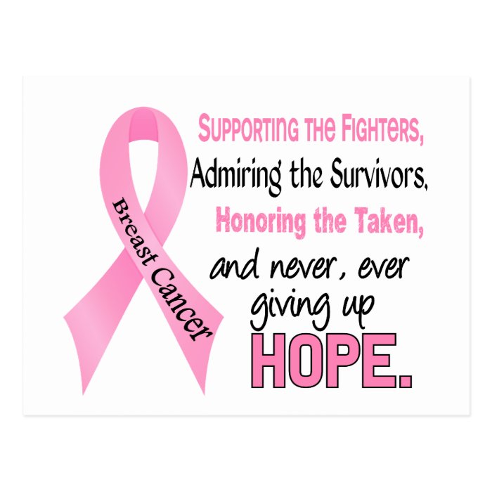 Fighters Survivors Taken Pink Ribbon Breast Cancer Post Cards
