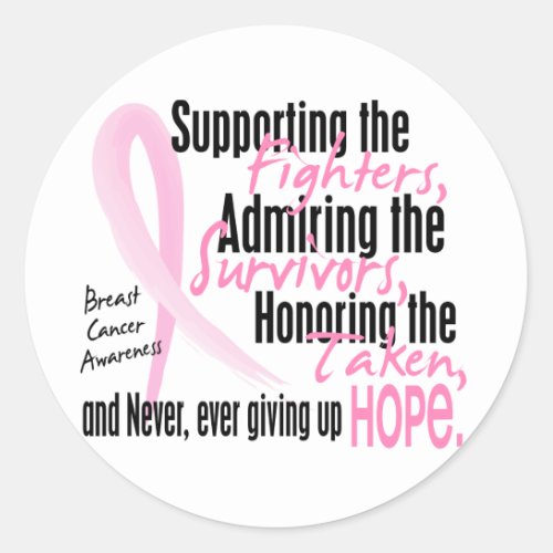 Fighters Survivors Taken Watercolor Pink Ribbon Classic Round Sticker