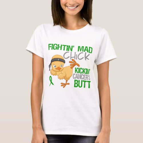 Fightin Chick Kidney Cancer Green Ribbon T_Shirt