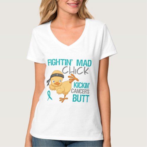 Fightin Chick Ovarian Cancer T_Shirt