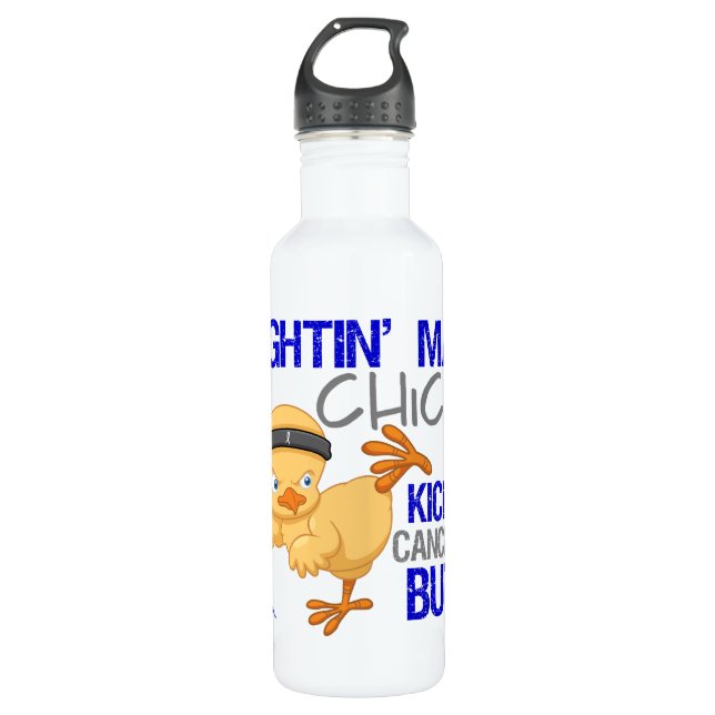 Fightin Chick Rectal Cancer Stainless Steel Water Bottle (Front)