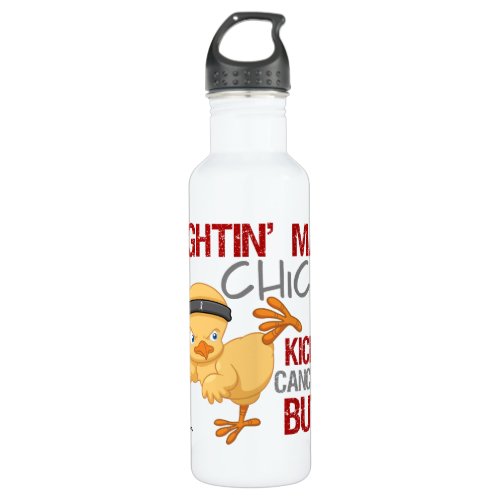 Fightin Chick Throat Cancer Stainless Steel Water Bottle