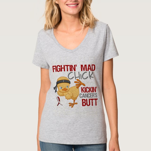 Fightin Chick Throat Cancer T-Shirt (Front)