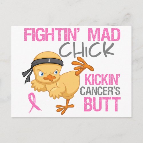 Fightin Mad Chick Breast Cancer Postcard