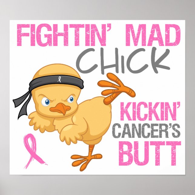 Fightin' Mad Chick Breast Cancer Poster (Front)