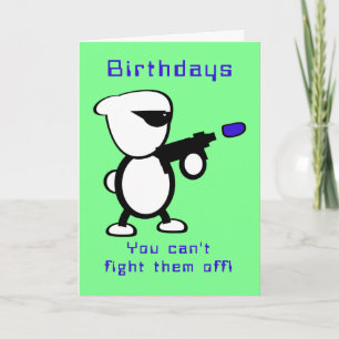 Fighting Alien Birthday Card