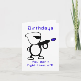 Fighting Alien Birthday Card