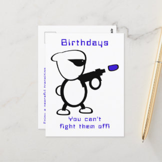 Fighting Alien Birthday Postcard