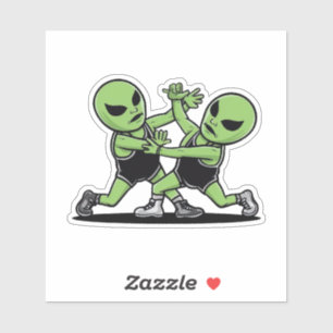 Fighting Aliens Sticker
