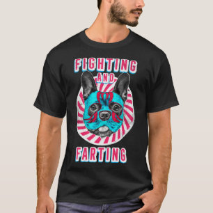 Fighting and Farting Lucha Libre Frenchie Dog Hum T-Shirt