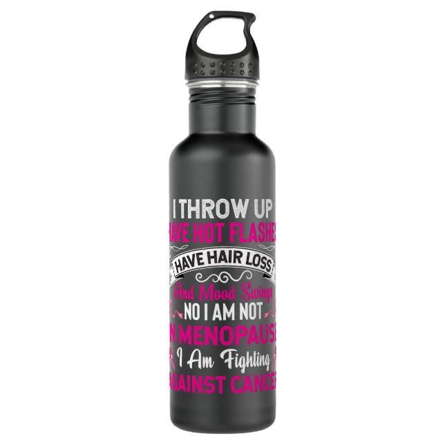 Fighting Cancer Pink Ribbon Breast Cancer Stainless Steel Water Bottle (Front)