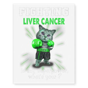 Fighting Cat Liver Cancer Awareness Temporary Tattoos