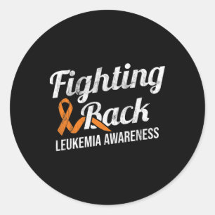 Fighting Ck Leukemia Awareness Leukemia Cancer Rib Classic Round Sticker