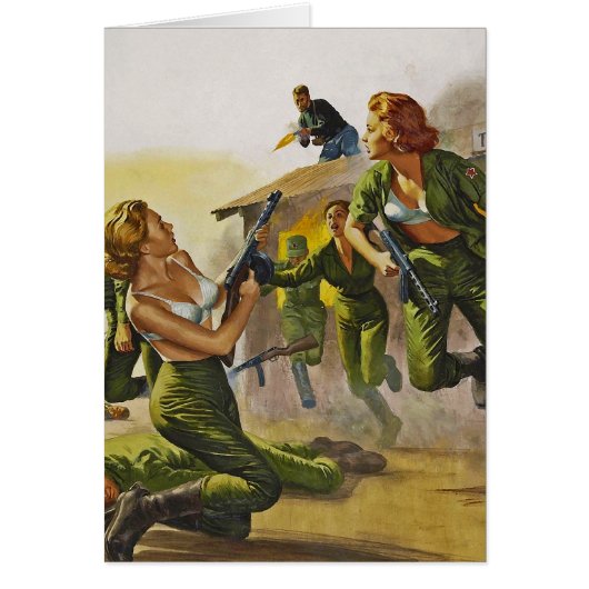 Fighting Combat Women in their Bras Cards (Front)