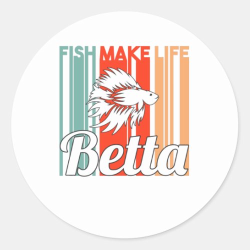 Fighting Fish Aquarist Retro Ornamental Fish Betta Classic Round Sticker