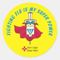 Fighting Flu is My Super Power Flu Shot Reward Classic Round Sticker