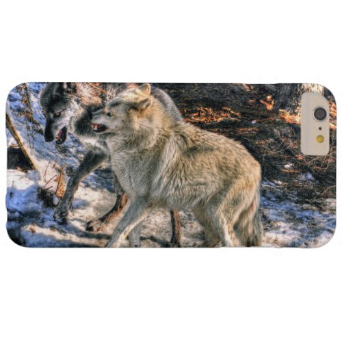 Fighting Grey Wolf Challenge Wildlife Photo Barely There iPhone 6 Plus Case