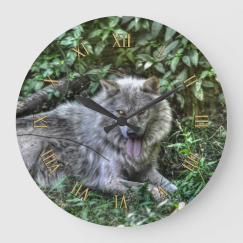 Fighting Grey Wolves Wildlife Clock