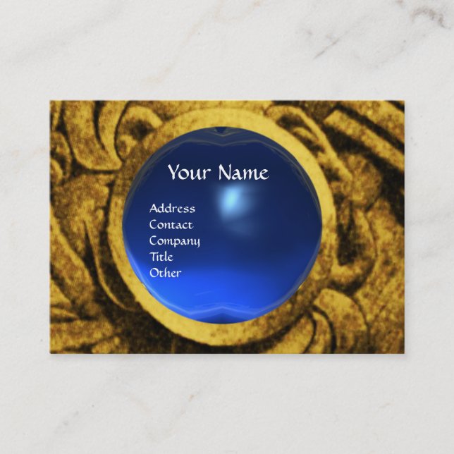 FIGHTING GRYPHONS MONOGRAM gold blue sapphire Business Card (Front)